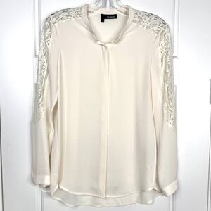 THE KOOPLES Lace Inset Shirt NEW Size S Ivory Ecru NEW Blouse Top